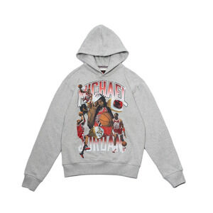 Jordan Flight Fleece Graphic Pullover Hoodie Grey Size Large